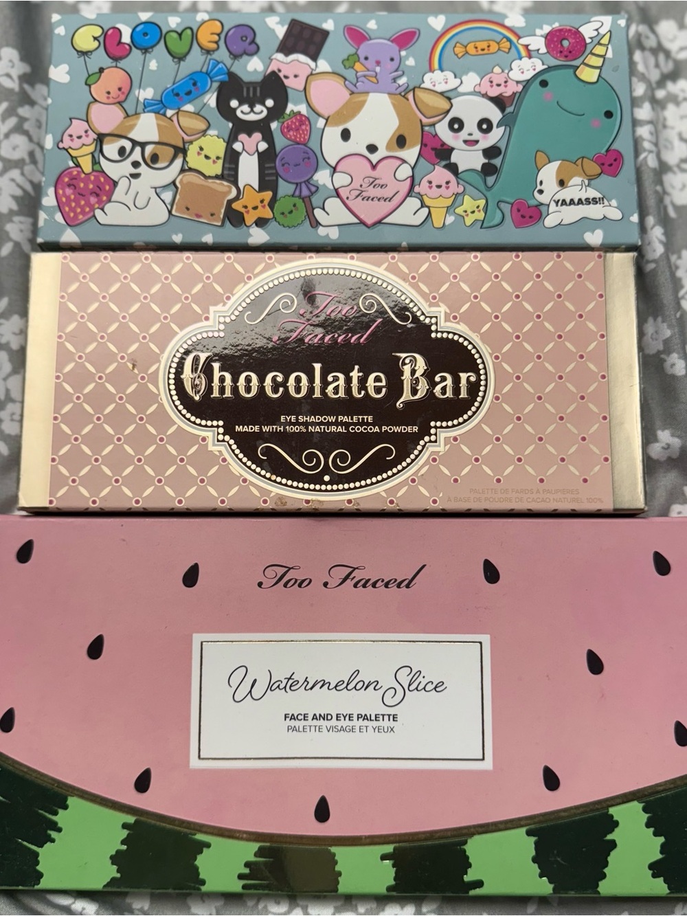 Too Faced Palette Bundle - Chocolate Bar & Watermelon Slice & Clover